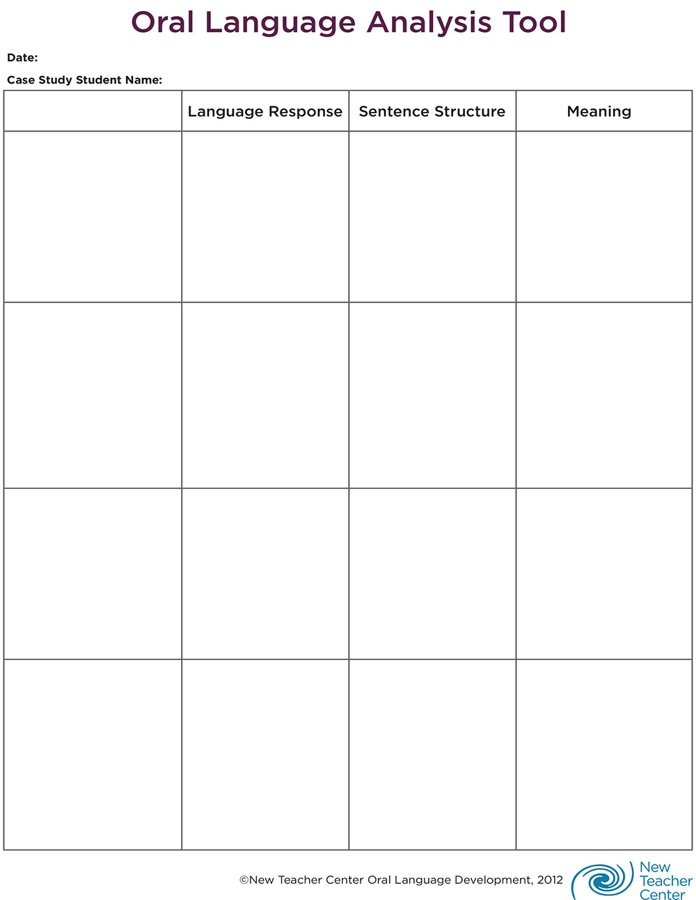 Blank Oral Language Analysis Tool