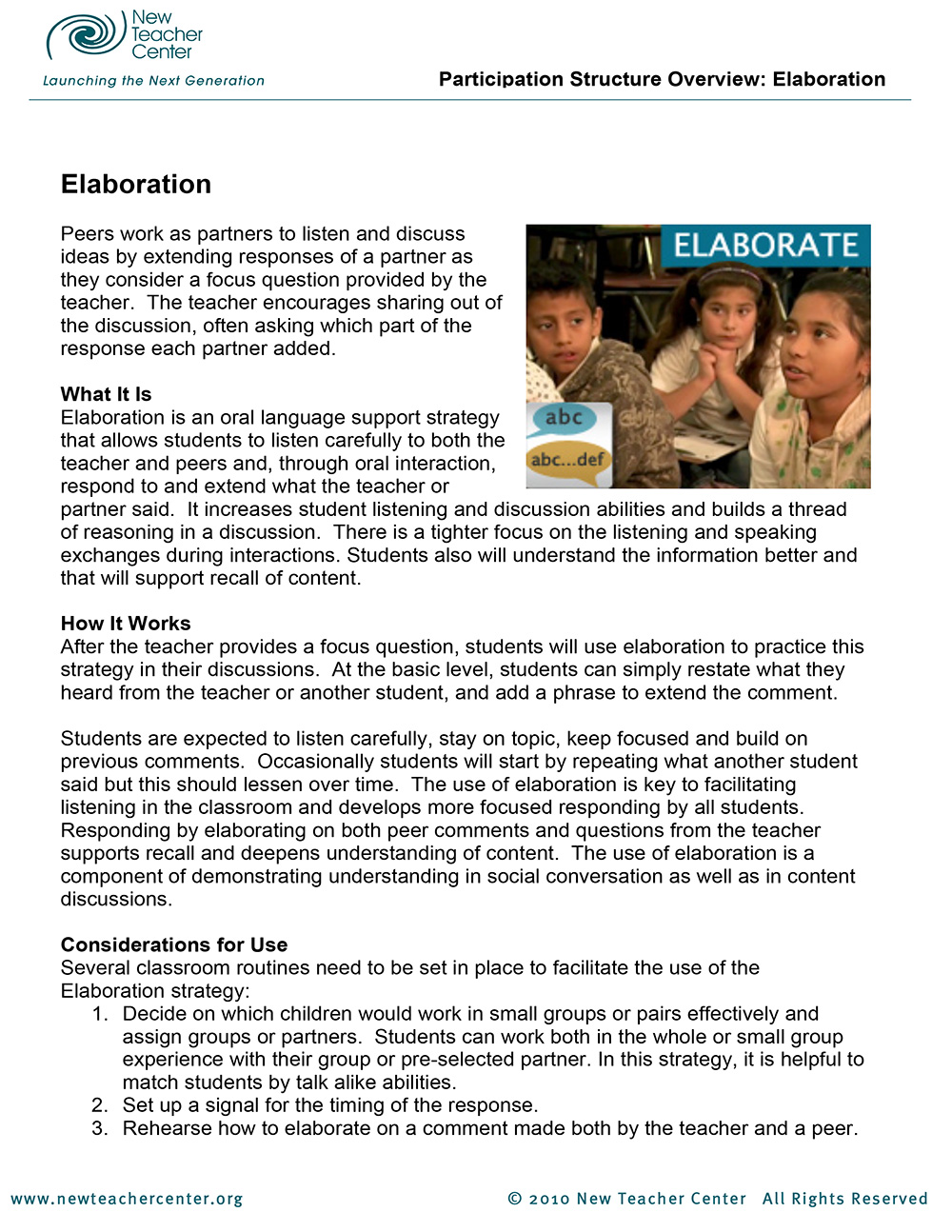 Elaboration Overview